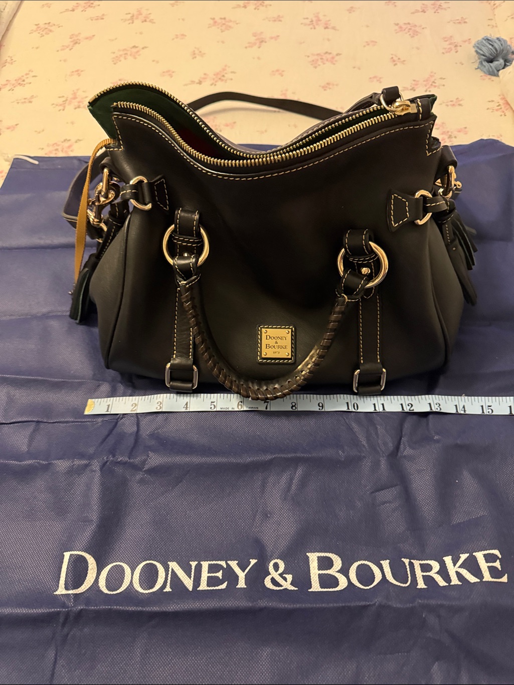 Dooney & Bourke Brown Leather Shoulder Bag With Gold Hardware